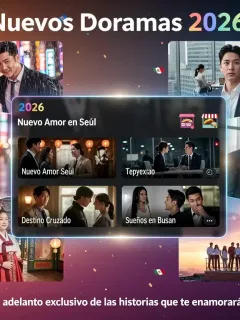 Póster promocional con los elencos de los 5 doramas más esperados de 2026, destacando la emoción por los estrenos en México.