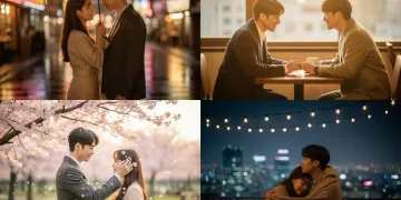 Four romantic dorama couples in affectionate poses, symbolizing the flawless storytelling and high rewatch value of 16-episode series.