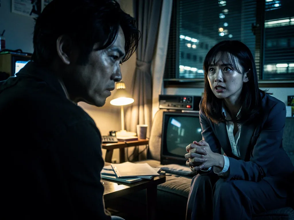 Intense psychological moment in a Japanese thriller dorama