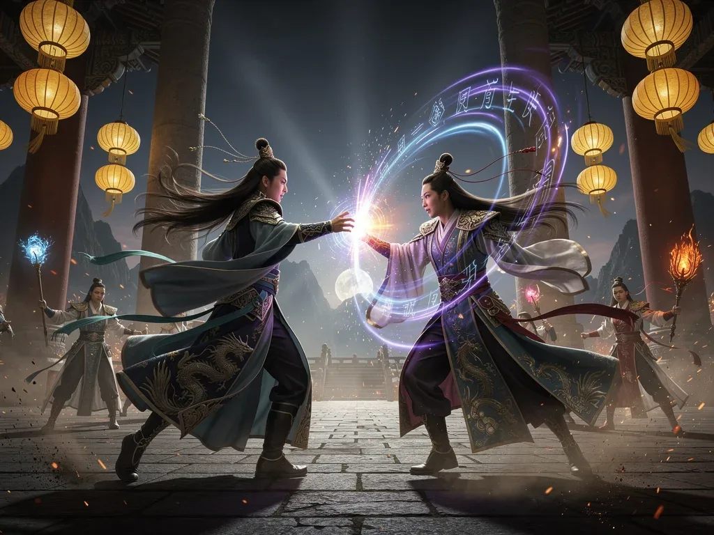 Epic magical battle scene from a top fantasy C-drama
