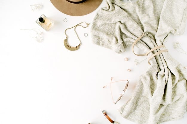 A close-up shot of various fashion items laid out on a white surface, including a pastel blue pleated skirt, a beige oversized sweater, and a pair of white sneakers. Accessories like a simple silver necklace and a pastel pink hair clip are also included, illustrating the key components of dorama-inspired fashion.