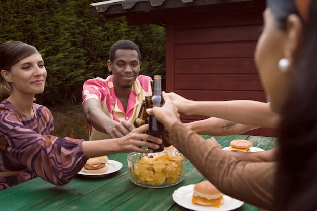 Dorama fans laughing and chatting during a short break at a dorama viewing party, with snacks and drinks on a nearby table. The image conveys a sense of camaraderie and shared enjoyment.