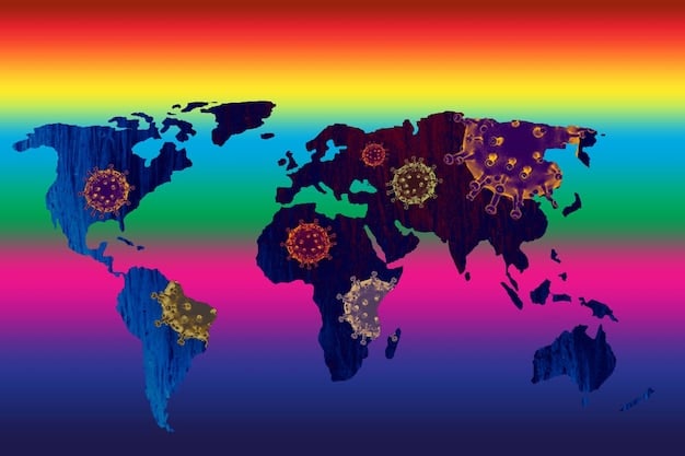 A digital illustration depicting different regions of the world, each highlighted with a different color, connected by a web of streaming platforms and their logos. The illustration emphasizes the fragmented nature of content licensing and distribution across different geographic areas.