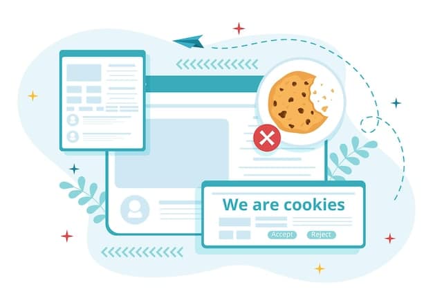 A visual guide demonstrating how to clear the cache and cookies in a web browser, with step-by-step instructions highlighted.