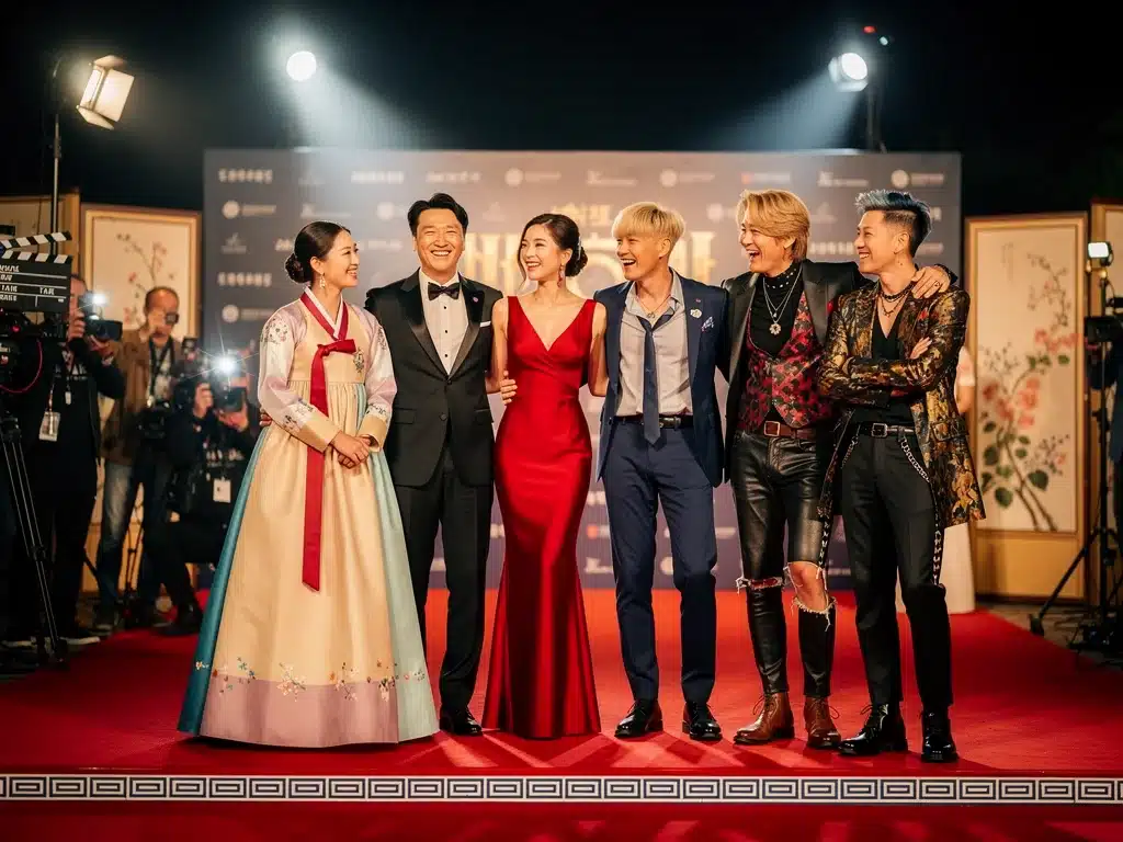 Actores coreanos sonriendo en un evento de lanzamiento, anticipando los próximos doramas de 2026.