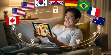 Persona viendo doramas en tableta con VPN